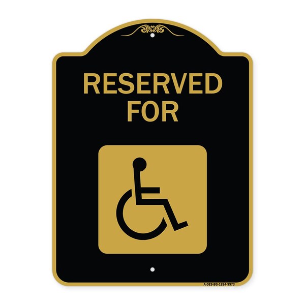Designer Series-Graphic Handicapped Reserved Black & Gold Heavy-Gauge Alum, 24" x 18", BG-1824-9973